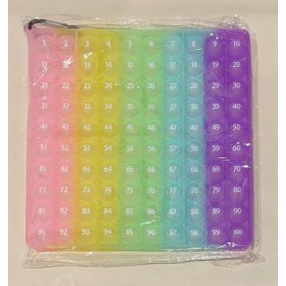 プッシュポップバブル 1～100 数字表 蓄光タイプ キーホルダー(知育玩具)