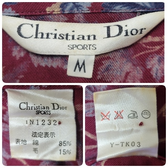 稀少 美品 Dior クリスチャン ディオール シャツ ブラウス 花柄 総柄 M