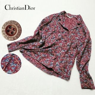 稀少 美品 Dior クリスチャン ディオール シャツ ブラウス 花柄 総柄 M