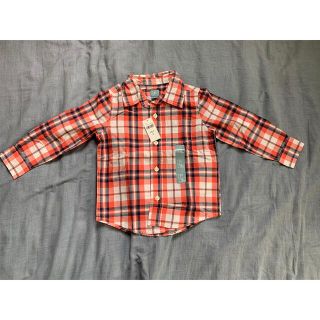 ベビーギャップ(babyGAP)のbabyGap チェックシャツ 長袖 100cm レッド(Tシャツ/カットソー)