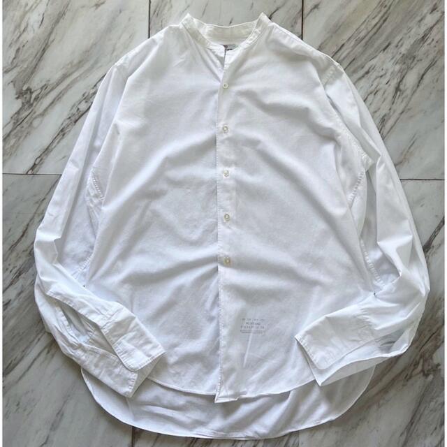 vintage 50s マチ付き ステンシル入り 白 スタンドカラー 開襟シャツ