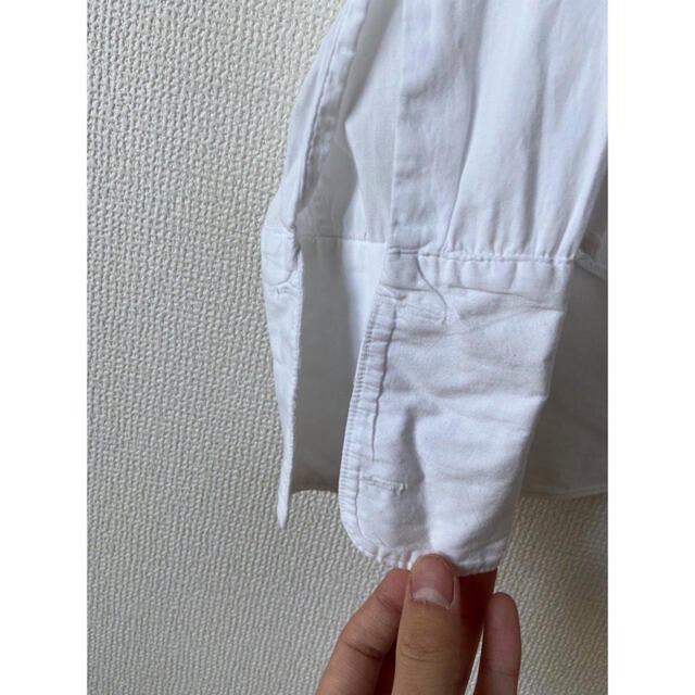 vintage 50s マチ付き ステンシル入り 白 スタンドカラー 開襟シャツ