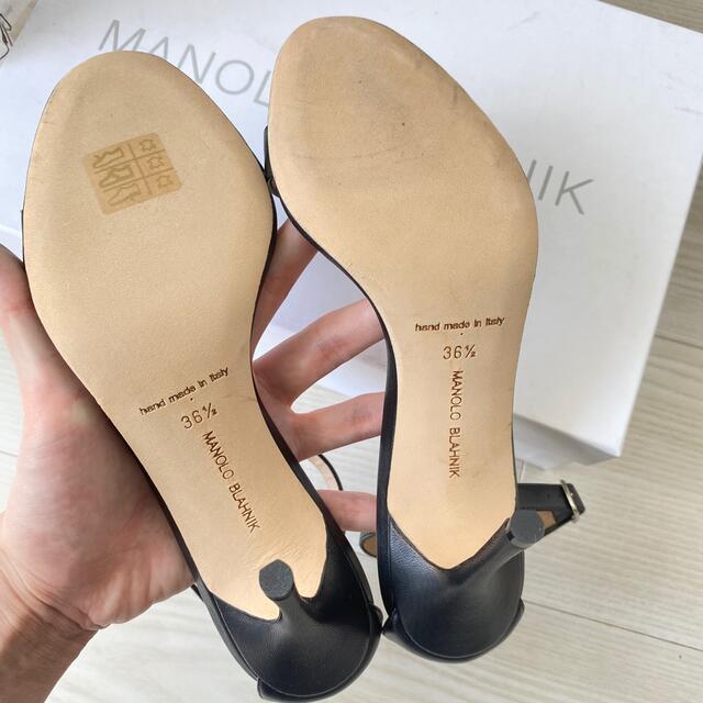 サイズは MANOLO アンクルストラップ サンダル ブラック 36.5の通販 by