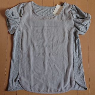 ヴィス(ViS)の♡ViS  袖リボン シフォン 半袖 トップス カットソー Tシャツ♡グレー(Tシャツ(半袖/袖なし))