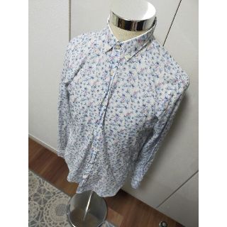 ザラ(ZARA)のZARA MAN ザラ マン SLIM FITブルー 花柄 長袖シャツ(シャツ)