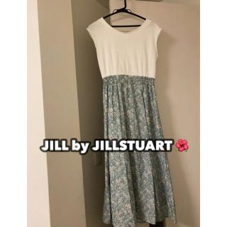 ジルバイジルスチュアート(JILL by JILLSTUART)のジルバイジルスチュアート　小花柄リブドッキングロングワンピース　フラワー(ロングワンピース/マキシワンピース)