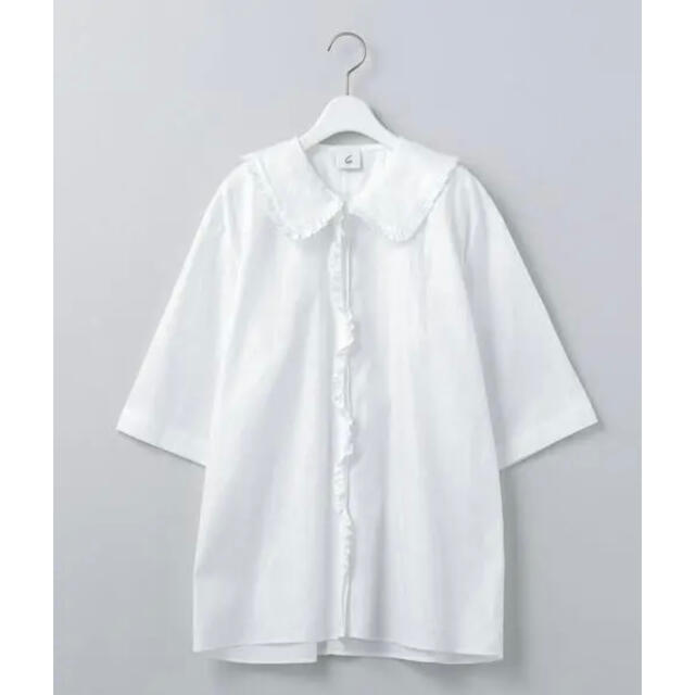 6(ROKU)  コットンフリルカラーショートスリーブシャツシャツ/ブラウス(長袖/七分)
