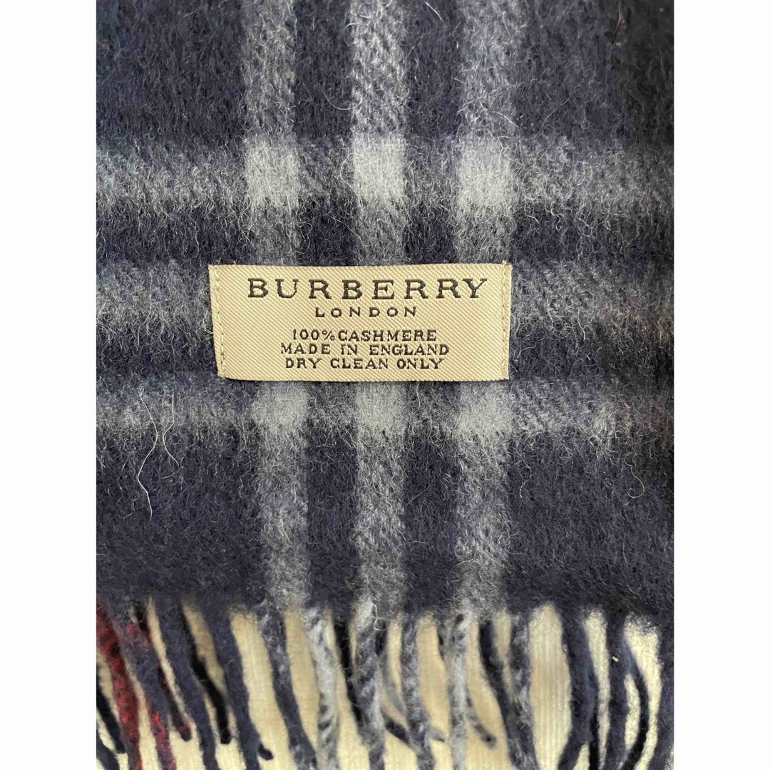 BURBERRY - バーバリーロンドン カシミヤマフラー ネイビー チェックの