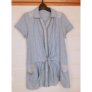 アクシーズファム(axes femme)のφAA axes femme ダメージ風 半袖 ブラウス ワンピース M(ひざ丈ワンピース)