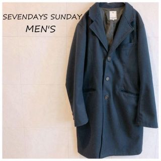 セブンデイズサンデイ(SEVENDAYS=SUNDAY)のSEVENDAYS SUNDAY ネイビー　チェスターコート(チェスターコート)