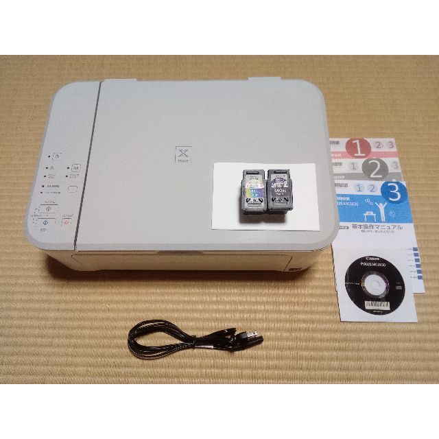 給紙ロール新品交換済　インク充填カートリッジ付き Canon MG3630 WH