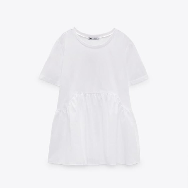 ZARA(ザラ)のZARA　コントラストペプラムTシャツ レディースのトップス(Tシャツ(半袖/袖なし))の商品写真