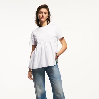 ザラ(ZARA)のZARA　コントラストペプラムTシャツ(Tシャツ(半袖/袖なし))