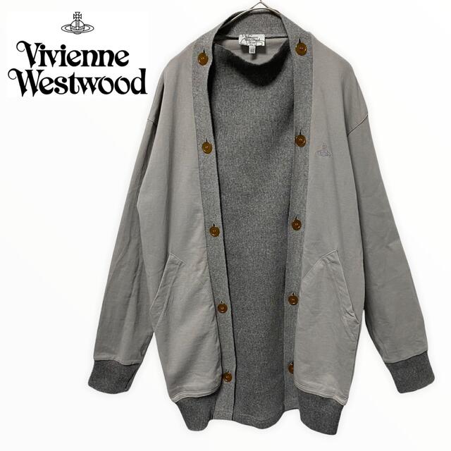 Vivienne Westwood(ヴィヴィアンウエストウッド)のまーさん専用　ヴィヴィアンウエストウッド マン　変形カーディガン　グレー　M メンズのトップス(カーディガン)の商品写真