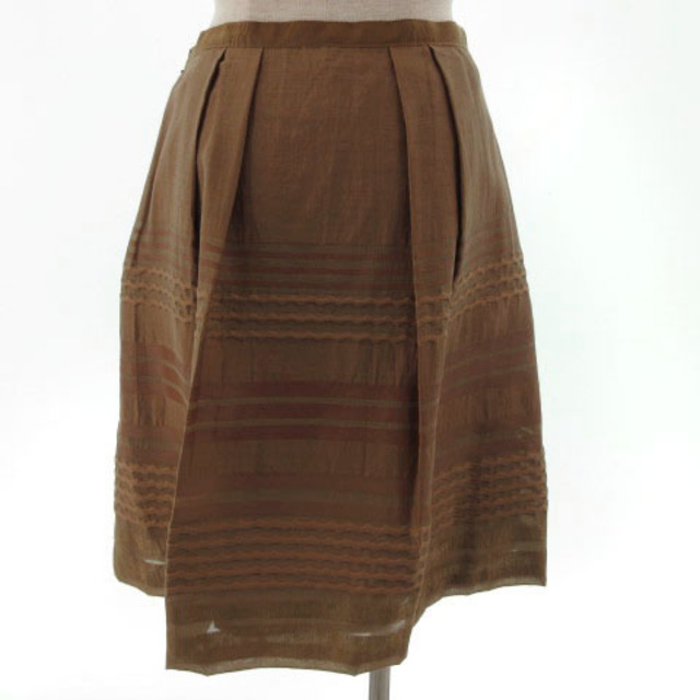 UNTITLED(アンタイトル)のUNTITLED スカート タック ひざ丈 コットン混 ボーダー 茶 1 レディースのスカート(ひざ丈スカート)の商品写真