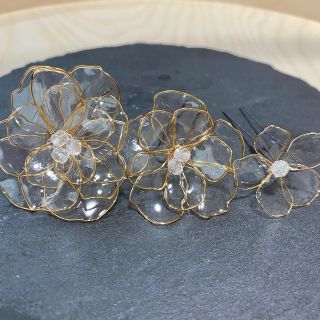 クリアー　ディップフラワー(ヘアアクセサリー)