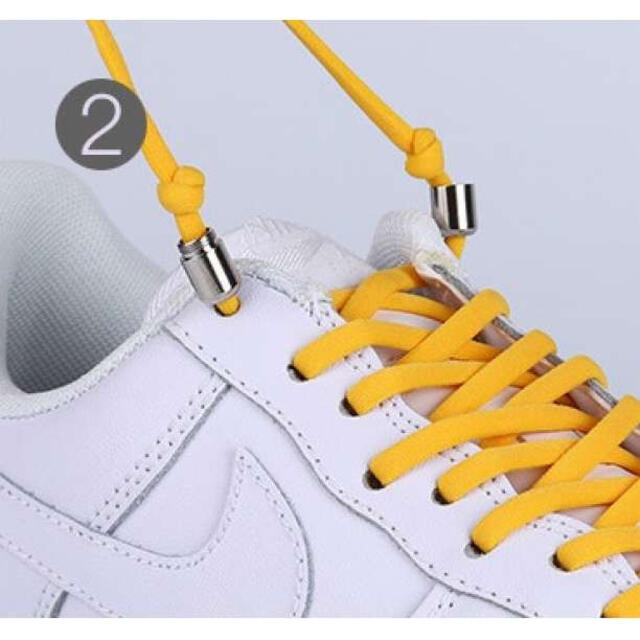 白　ホワイト　結ばない　ほどけない　靴紐　シルバーカプセル　　シューレスロック　 レディースのレッグウェア(その他)の商品写真