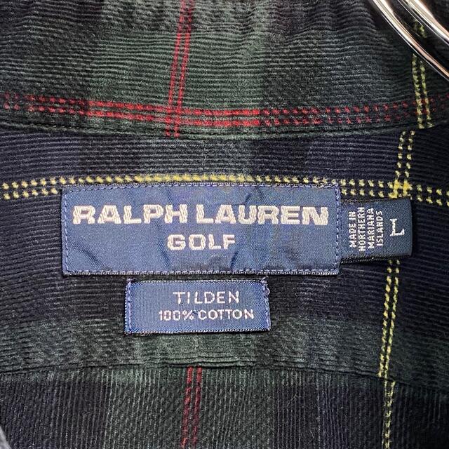 Ralph Lauren(ラルフローレン)の古着 90s ラルフローレン ゴルフ コーデュロイ シャツ L チェック柄 メンズのトップス(シャツ)の商品写真