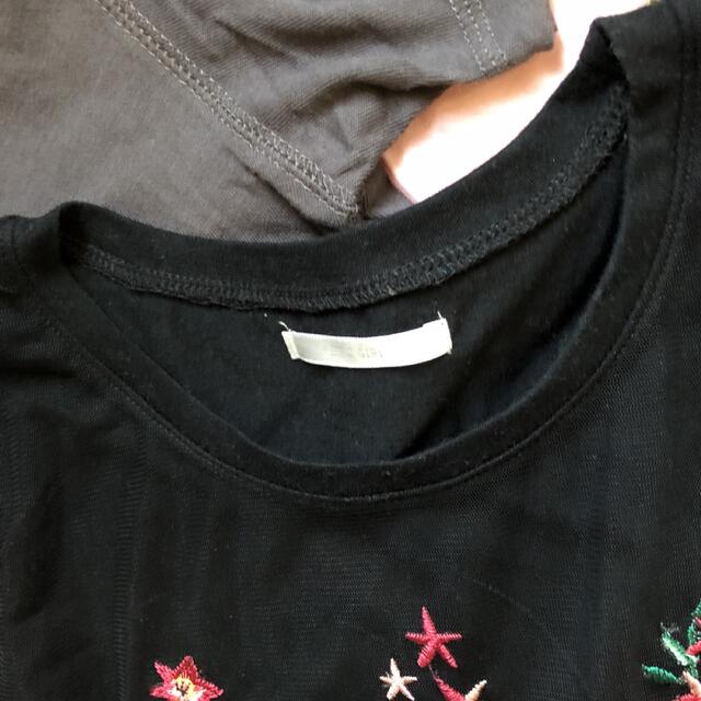 RETRO GIRL(レトロガール)のRETROGIRL☆Tシャツ２枚セット♪グレー&チュール付き黒 レディースのトップス(Tシャツ(半袖/袖なし))の商品写真