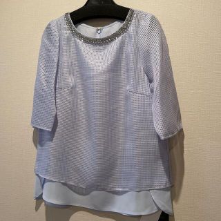 ジャスグリッティー(JUSGLITTY)の新品☆ビジューワッフルデザインカットソー　ジャスグリッティー(カットソー(半袖/袖なし))