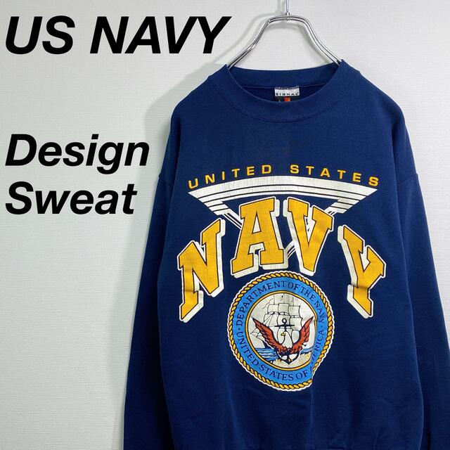 古着 90s US NAVY スウェット トレーナー L ミリタリー ネイビー メンズのトップス(スウェット)の商品写真