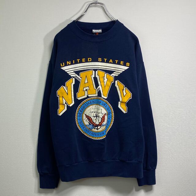 古着 90s US NAVY スウェット トレーナー L ミリタリー ネイビー メンズのトップス(スウェット)の商品写真