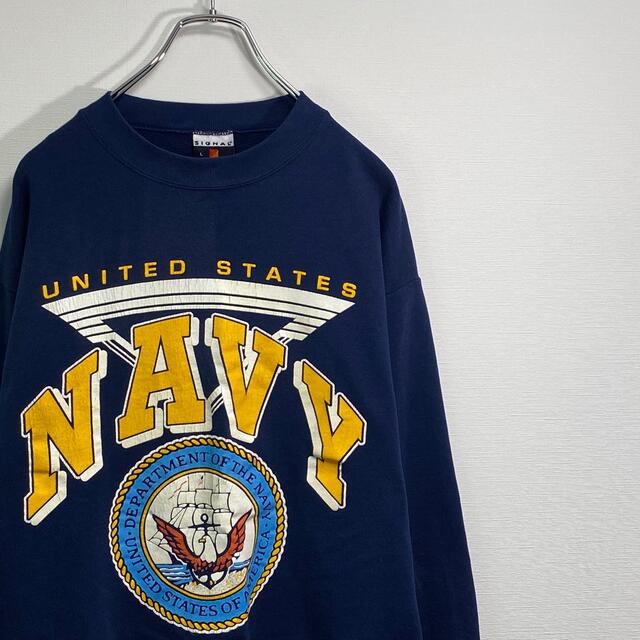 90s US NAVY スウェット トレーナー L ミリタリー ネイビー