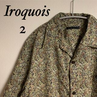 【美品】Iroquois  イロコイ　花柄　総柄　オープンカラー　シャツ　レトロ