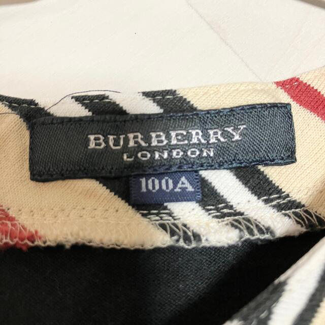 BURBERRY(バーバリー)のバーバリーロンドン 100A ストライプカットソー 黒 フレンチスリーブ キッズ/ベビー/マタニティのキッズ服女の子用(90cm~)(Tシャツ/カットソー)の商品写真