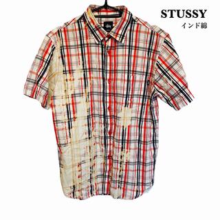ステューシー(STUSSY)のSTUSSY チェックシャツ ダメージ加工 インド製 綿ヴィンテージ  ロゴタグ(シャツ/ブラウス(長袖/七分))