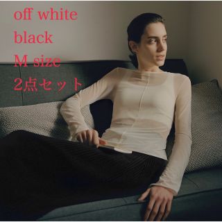 ユニクロ(UNIQLO)のuniqlo mame kurogouchi シアークルーネックTシャツ（長袖）(カットソー(長袖/七分))