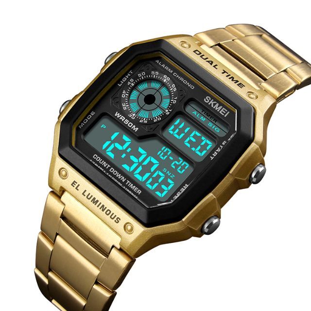 50m防水 ダイバーズウォッチ デジタル腕時計 スポーツジョギング ゴールド金 メンズの時計(腕時計(デジタル))の商品写真