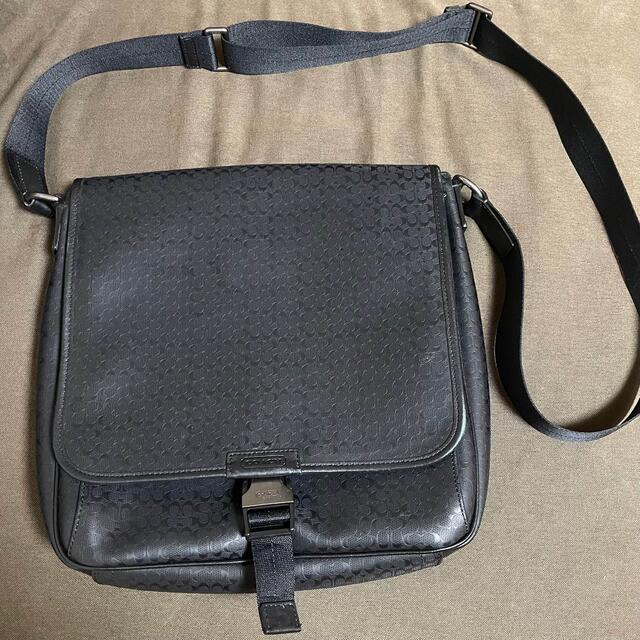 COACH コーチ　ショルダーバッグ　シグネチャー柄　黒　ブラック　【美品】