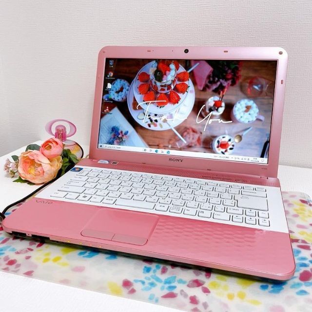 640GB液晶画面かわいい♪人気のSONYVAIOのダイヤ柄ピンクノートパソコン