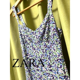 ザラ(ZARA)のZARA ワンピース　花柄　ロング丈(ロングワンピース/マキシワンピース)