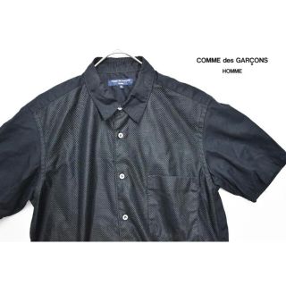 コムデギャルソン(COMME des GARCONS)のコムデギャルソンオム AD2004 パンチング 切替 半袖シャツ メッシュ 黒(シャツ)