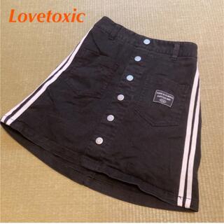 ラブトキシック(lovetoxic)のLovetoxix ラブトキシック❤︎台形スカート　黒デニム　スカパン(スカート)