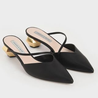 チャールズアンドキース(Charles and Keith)の【最終価格】CHARLES & KEITH ミュールパンプス 37 BLACK(ミュール)