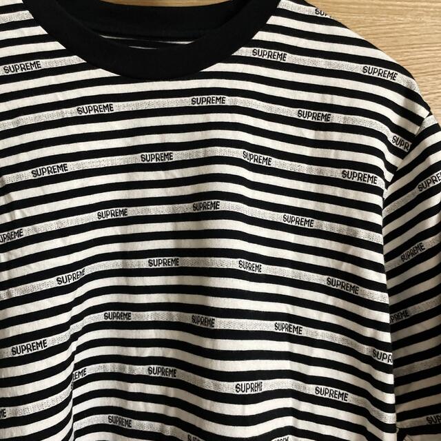モアテン Supreme Logo Stripe S/S Top ボーダーTシャツ Lの通販 by