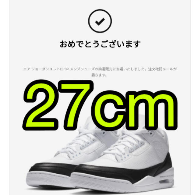 NIKE AIR JORDAN3 fragment フラグメント　27センチ