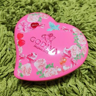 ゴディバ GODIVA ハート缶 小物入れ 鳥 ピンク 花 収納 アクセサリー(小物入れ)