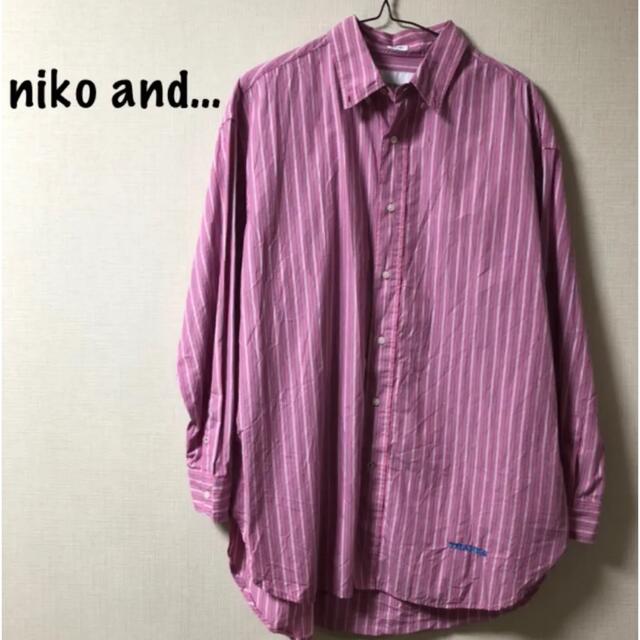 男性に人気！ niko and... ビックシルエット　ゆるだぼ　ストライプ　ピンク　羽織り　シャツ　ユニセックス - シャツ+ブラウス(長袖+七分)