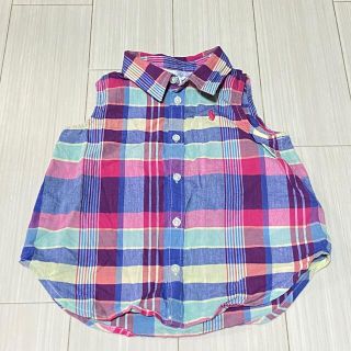 ラルフローレン(Ralph Lauren)のラルフローレン　ノースリーブチェックシャツ　女の子 24M(Tシャツ/カットソー)