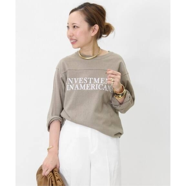 DEUXIEME CLASSE(ドゥーズィエムクラス)の【AMERICANA/アメリカーナ】FOOTBALL Tシャツ★キャメルA レディースのトップス(Tシャツ(長袖/七分))の商品写真