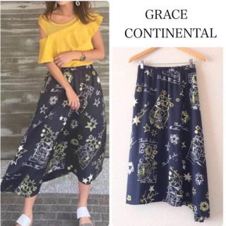 グレースコンチネンタル(GRACE CONTINENTAL)の美品 ダイアグラム 星座柄 ロングスカート(ロングスカート)