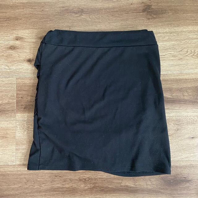 アシメトリー　スカート　ウエストゴム　黒　3L  大きいサイズ レディースのスカート(ミニスカート)の商品写真