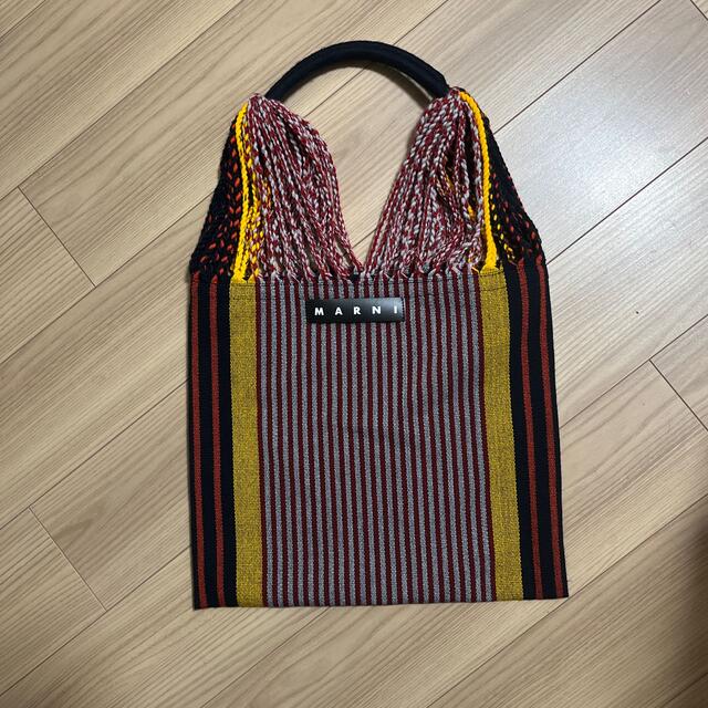 MARNI - マルニ　フラワーカフェハンモックバッグ　ストライプ　ダークチェリー