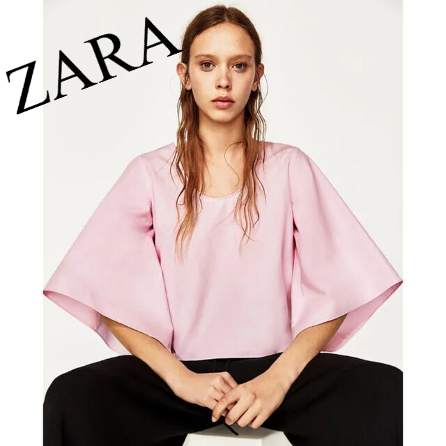 ZARA(ザラ)の美品　ZARA ザラ　シャツ　ブラウス　トップス　ピンク　リボン　人気　完売 レディースのトップス(シャツ/ブラウス(長袖/七分))の商品写真