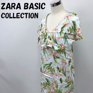 ザラ(ZARA)の【人気】ザラ ベーシック コレクション 半袖 花柄 ワンピース 総柄 サイズS(ミニワンピース)