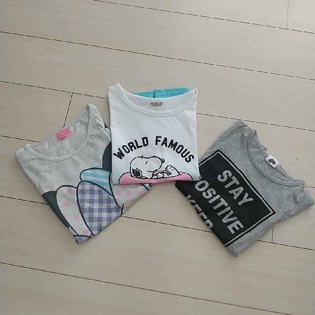 〈半袖 T シャツ〉3枚セット‼️150 女の子 キッズ/ベビー/マタニティのキッズ服女の子用(90cm~)(Tシャツ/カットソー)の商品写真